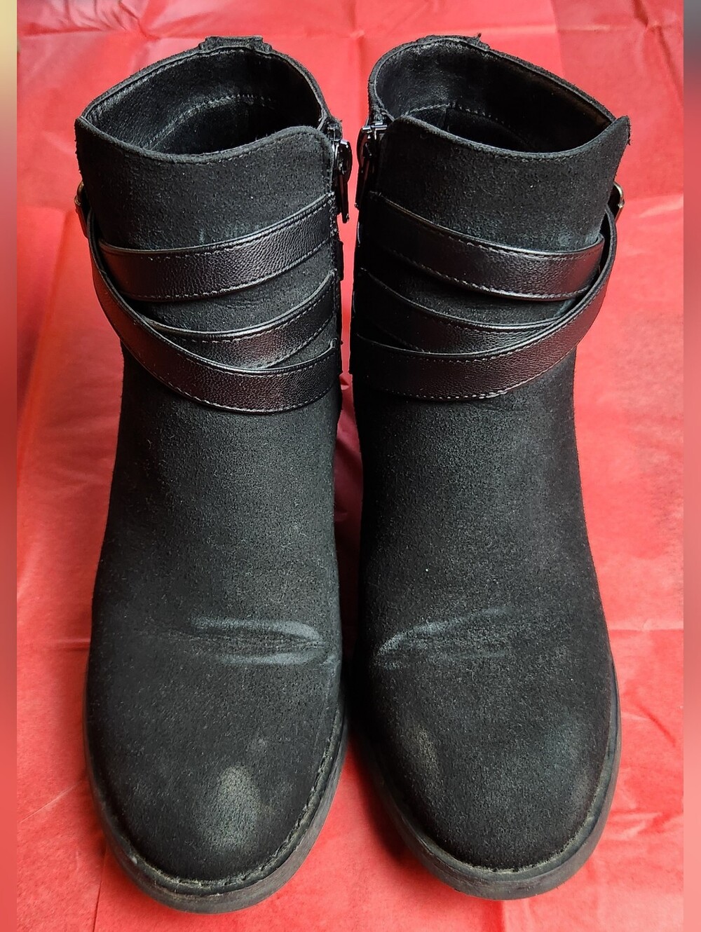 Denver Hayes Black Ankle Booties with Crisscross Strap
